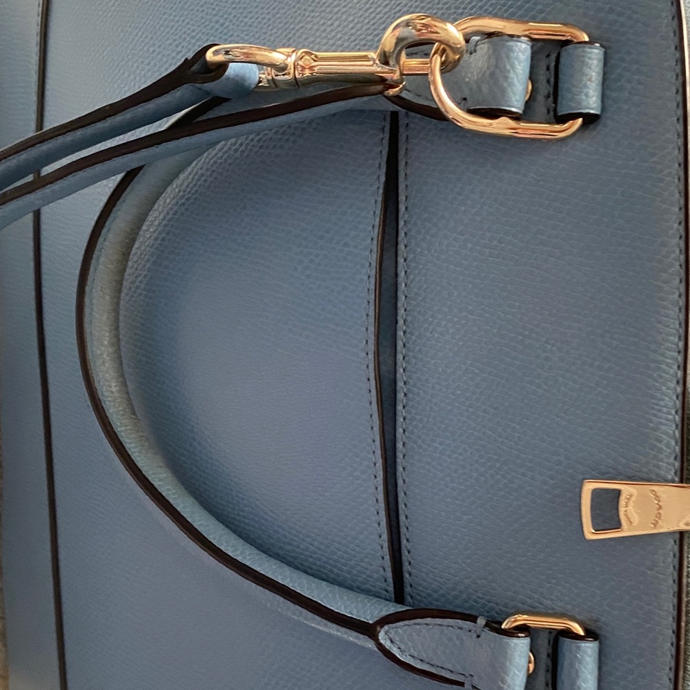 Coach Blue Leather Dome Satchel with Gold Hardware - Picture 7 of 16